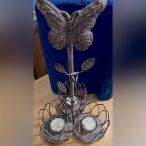 13" Metal Butterfly Tealight Candle Holder